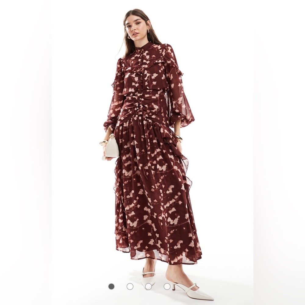 NEW ASOS DESIGN ruched bodice button maxi dress